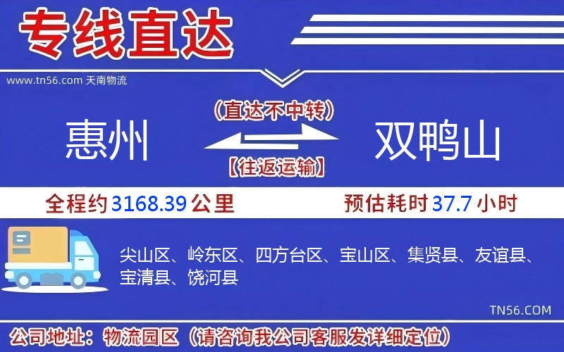 惠州到雙鴨山物流公司