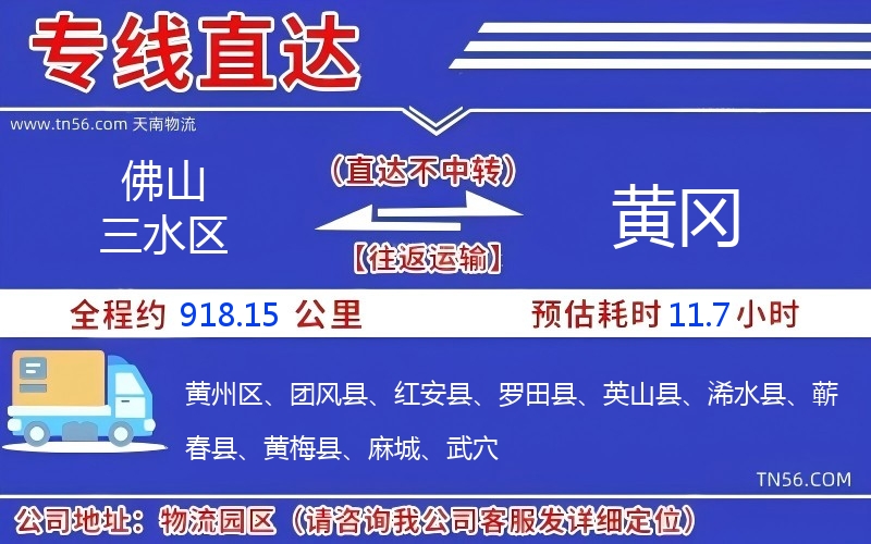 佛山三水區到黃岡物流公司