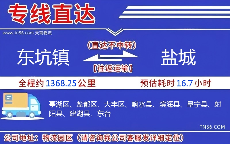 東坑鎮到鹽城物流公司