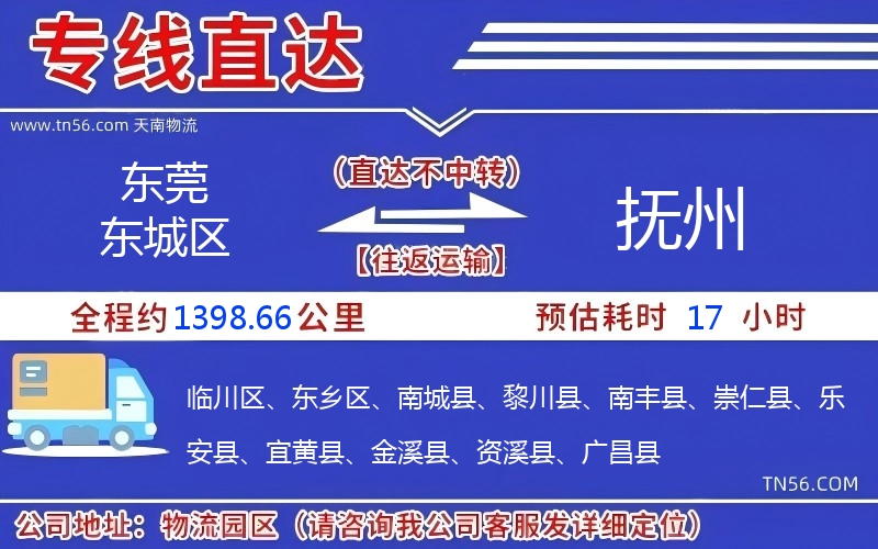 東莞東城區到撫州物流公司