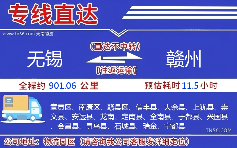 無錫到贛州物流公司