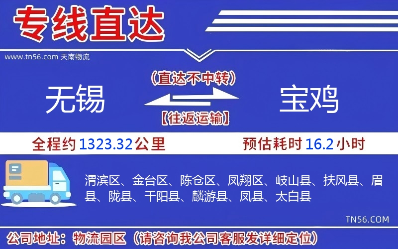 無錫到寶雞物流公司