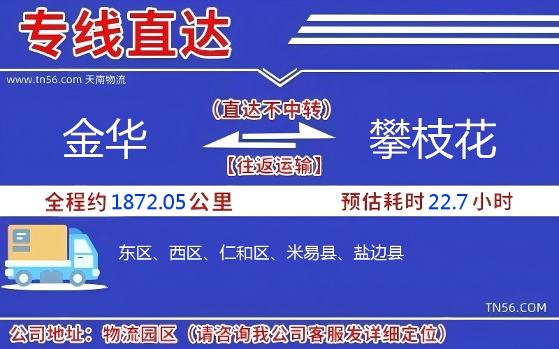 金華到攀枝花物流公司 金華到攀枝花物流公司